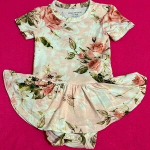 Posh Peanut emma bamboo short sleeve twirl dress bodysuit Vintage Rose floral 0-